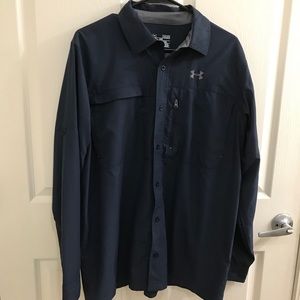 Under Armour Mens Navy Long Sleeve Button Shirt